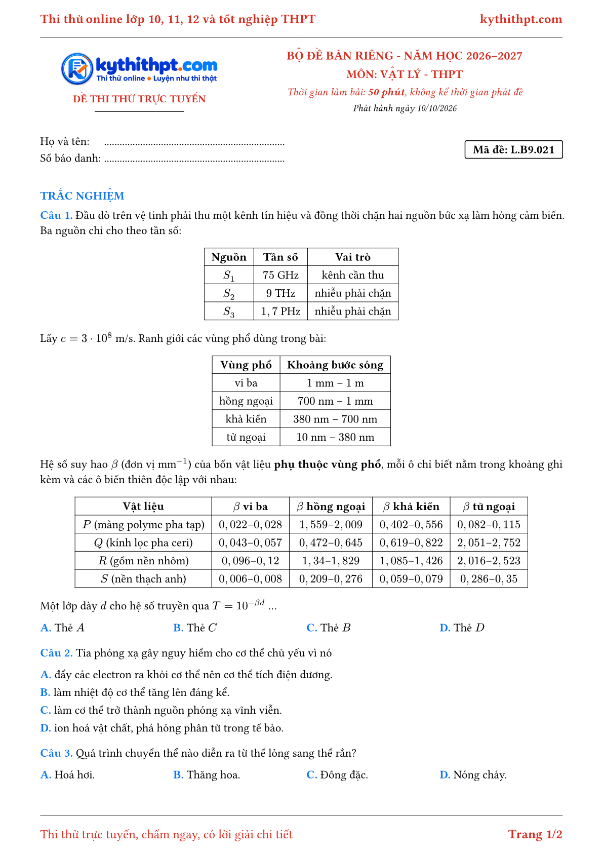 Trang đầu Đề số 021