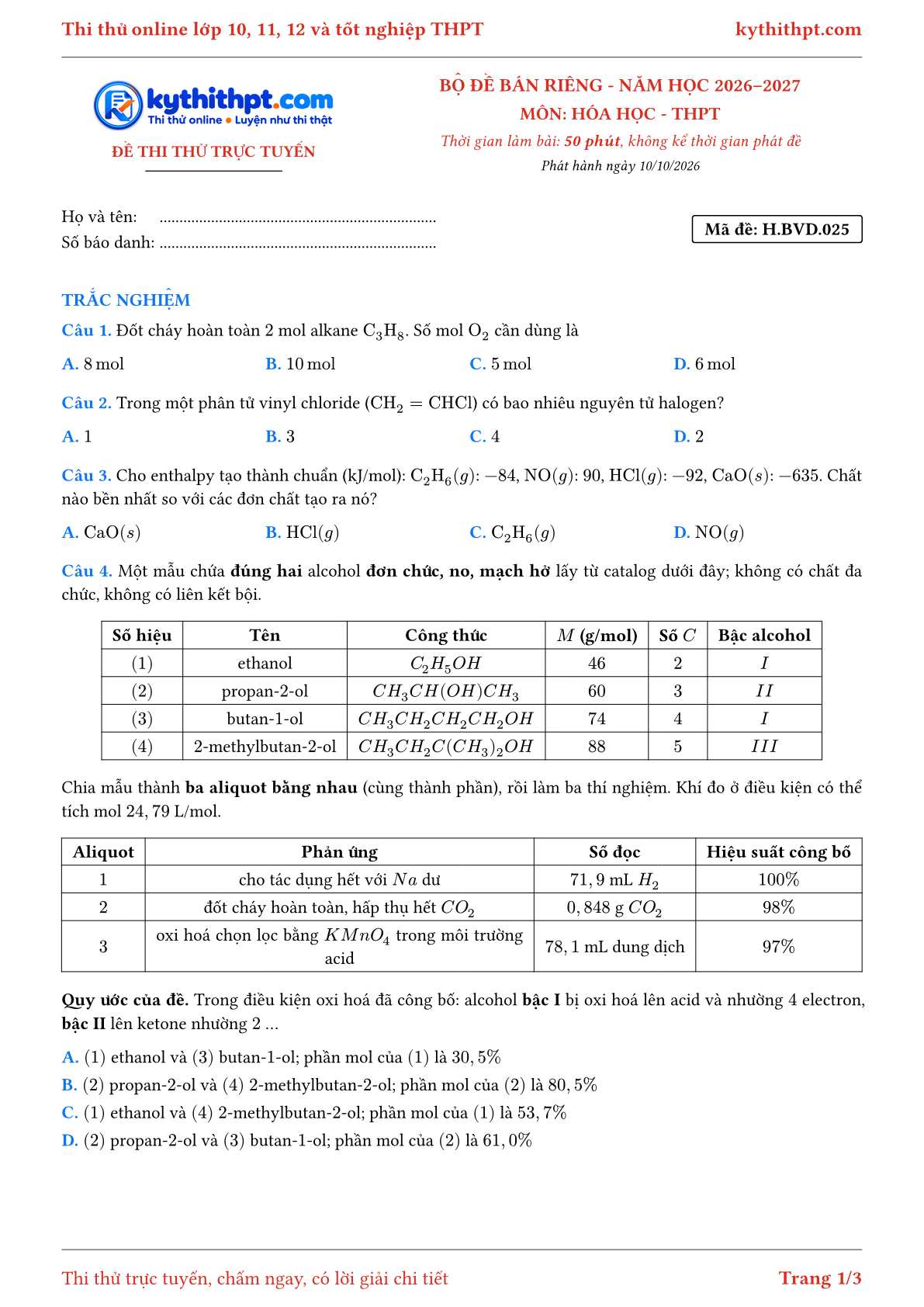 Trang đầu Đề số 025