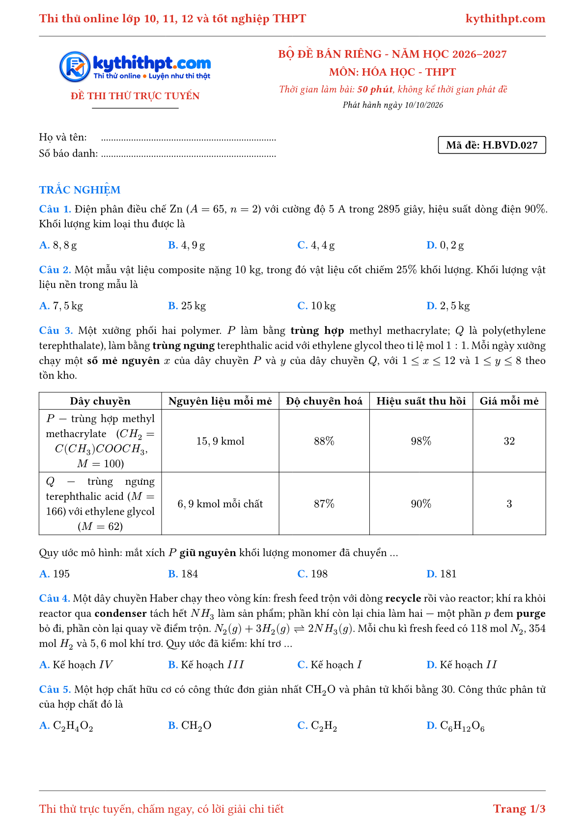 Trang đầu Đề số 027